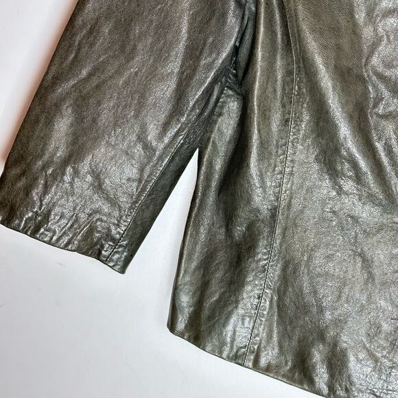 Vintage Classiques Entier cropped‎ bell sleeve bronze leather jacket womans SP - Picture 6 of 12